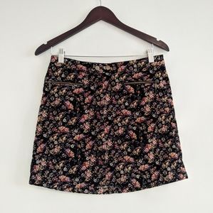 Corduroy Floral Mini Skirt